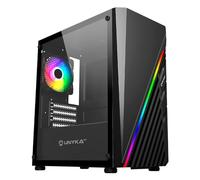 UNYKAch PC Gaming Micro ATX Mini GLAYZE, Front ARGB, Tempered Glass Side Case, 120mm ARGB Fan, USB 2.0 and Two USB 3.0