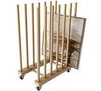 UNZERO Art Storage Rack with Caster Wheels, Wood Storage Stand for Canvas Boards, Panel, Frame, Drawing Board, Printed Matter, Paper Pad, Backing Plate