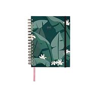 UO Agenda 2021 2022 Week View, Tropical, Paper 100 g, 126 Stickers, Elastic Band, Record Tape, Monthly Dividers and Pocket, 16.5 x 22 cm, Green, 8435449351734