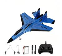 UOAESR 2.4Ghz RC Plane for Kids - Remote Control Foam Glider with LED Lights | 120m Range & 15min Flight Time | Crash-Resistant EPP Design | Glider for Kids & Beginners (Blue)