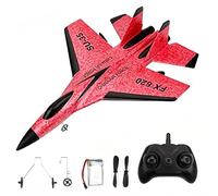UOAESR 2.4Ghz RC Plane for Kids - Remote Control Foam Glider with LED Lights | 120m Range & 15min Flight Time | Crash-Resistant EPP Design | Glider for Kids & Beginners (Red)