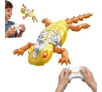 UOAESR RC Climbing Lizard Toy, Rechargeable Wall Crawler Gecko with LED Lights, Dual Mode Floor/360° Rotation/Climbing Robot for Kids, Christmas Birthday Gifts for Boys & Girls (Yellow)