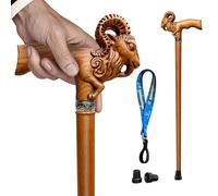 Uoagain Hand Carved Wooden Cane Ultra Lightweight 0.88 lbs Support up to 500 lbs Walking Cane for Men and Women High-end Solid Wood Canes for Seniors with 3 Tips for City Trekking Daily Use (Brown)