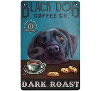UOAIUDT Vintage Metal Plaque Poster Black Dog Coffee Co. Dark Roast Retro Metal Tin Sign Plaque Wall Decor Gift For Bathroom Restaurant Farm Bedroom Cafe School 8x12 Inch