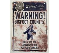 UOAIUDT Vintage Metal Sign Warning! Bigfoot Country Bigfoot Poster Tin Sign Retro Plaque Home Garage Man Cave Garden Gift For Wall Decor 8x12 Inch