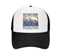 UOARQAUJ Custom Go Outside Worst Case Scenario A Bear Kills You Trucker Hat Adult Adjustable Baseball Cap Men Women Sports Dad Hat