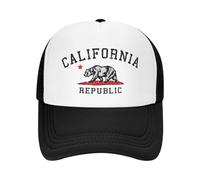 UOARQAUJ Custom Punk Unisex California Republic Flag Trucker Hat Adult Adjustable Baseball Cap Men Women Sun Protection Trucker Cap