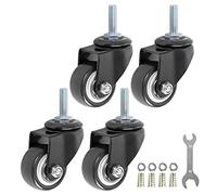 uoboeuq 1.5 Inch Swivel Caster Wheels PU 360 Degree Threaded Stem Caster Wheel M8 x 25mm, 330lb Total Load Capacity, Pack of 4