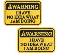 UOCAI 2 PCS Emblem Patches Yellow, ‘Warning I Have No Idea What I Am Doing’ Funny Patches, Embroidery Patches, for Waistcoats Jackets Clothes Backpacks