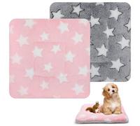 UOCAI 2 Pcs Guinea Pig Bed, 30x30cm Small Animal Bed Mat, Fluffy Fleece Pet Bed Mat, Guinea Pig Bedding Mat, Washable Sleeping Pad Pee Pads for Bunny Hamster(Star,Grey and pink)