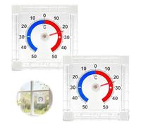 UOCAI 2PCS Self-Adhesive Window Thermometer, Outdoor Thermometer Weatherproof, Digital Accurately Measure -50° to +50°C, Suitable for Window and Indoor Outdoor Use