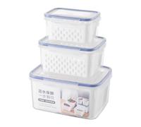 UOCAI 3 Piece BPA-Free Plastic Food Storage Containers set with lids Leak-Proof Snap Stackable Rectangle Airtight Containers Clear Transparent Fresh-keeping box for Kitchen, Meal Prep, Fridge (Blue)
