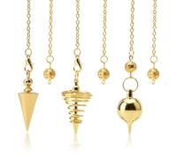 UOCAI Esotericism Pendulum with Chains Pendulum Spiral Copper Pendulum Pendulum Pendulum for Divination Tarot Accessories Reiki Balance Gifts for Tarot Lovers (Gold)