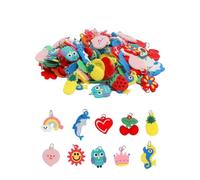 UOCAI Pack of 100 Charms Pendant Set, Loom Bands Accessories for Children, Rubber Bracelet and Jewellery Crafts, Loom Charms, Pendant Set for DIY Bracelets Necklace Earrings for Children Boys Girls