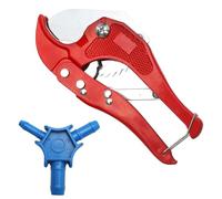 UOCAI Plastic Pipe Cutter PVC Pipe Cutter Ratchet Pipe Cutters Ergonomic Handles Tube Cutter Max Diameter 42mm with Calibrator 16 20 26mm, for Cutting 42mm PE, PVC and PPR Rubber Hoses for Plumber