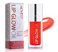 Uocasi Plumping Lip Oil, Hydrating Lip Gloss Tinted Lip Balm Transparent Lip Care, Big Brush Head Glitter Shine, Long Lasting Nourishing Non-sticky Fresh Texture (#4 Cherry)