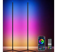 Uocub Corner Floor Lamp 2 Packs, RGB LED Corner Lamp with Music Sync, Smart App and Remote Control Color Changing Ambience Light, LED Lamp with 16 Million Colors for Bedroom, Living Room Gaming Room