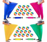 UODBUYO Granny Pants Yard Game Sets,4 PCS Oversized Fun Party Game Pants with 24 Bouncy Balls and 4 Air Pumps,Outdoor Games for Family Backyard Group Activities (Blue+Green+Yellow+Rosered)