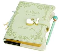 UODERS Girls Diary with Lock - 360 Gold Cut Pages Refillable B6 Size Pen & Bookmark Matcha