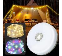 UODIR Camping String Lights 10M/32.8ft, Rechargeable Outdoor Tent Lights with 2000mAh Battery, 8 Modes, Type-C, Waterproof Retractable 2-in-1 Lantern for Camping, Garden, Patio & Power Cuts