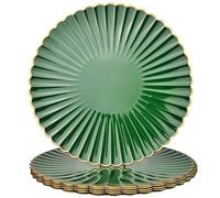 UOEKCS Green Charger Plates, 13 Inch Plastic Round Dinner Charger Plates for Wedding Party, Tabletop Decor. (Set of 6)