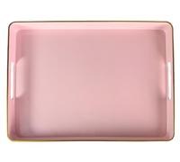 UOEKCS Large Pink Tray,Elegant Plastic Coffee Table Tray for Ottoman, Home Decor, Living Room.16.8"*12"*1.6"