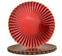 UOEKCS Red Charger Plates, 13 Inch Plastic Round Dinner Charger Plates for Wedding Party, Tabletop Decor. (Set of 6)
