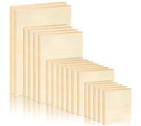 Uoeo 18 PCS Unfinished Wood Canvas Panels Kit - Wooden Panel Boards for Painting, Pouring Art, Crafts - 11.8x7.9 Inch, 9x7.5 Inch, 6x6 Inch, 4.7x4.7 Inch - Acrylic Paint Type - Wood Material