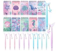 Uoeo 20 Pcs Mermaid Mini Spiral Notepads Mermaid Pens Set Mini Ocean Animals Notebooks Mermaid Party Favors Stationery Favours for Birthday Classroom School Reward Gift Prizes Goodie Bags Stuffers