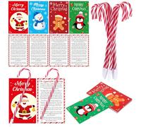 Uoeo 24 Sets Christmas Christian Gifts Christmas Candy Cane Pen Bulk Jesus Greeting Cards Xmas Pens Merry Christmas Cards Religious Gifts Christian Holiday Favors Xmas Gifts for Church Event Supplies