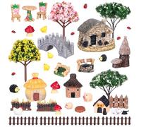 Uoeo 36 PCS Mini Fairy Garden Accessories Kit Enchanted Miniature House Decor Set with Tiny Figurines, DIY Micro Landscape Ornaments for Terrarium, Dollhouse Succulent Craft