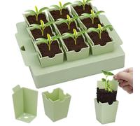 Uoeo Seed Starter Tray Seed Trays Dual-Purpose Handles for Transplanting Labeling 9 Deep 2.3 in Cells Extra-Thick Reusable Germination Kit for Nursery Greenhouse Garden Plants Propagation Germination