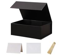 UoeRing 1 Pcs Blackk Gift Box,11.5x8x4 Magnetic Gift Box for Presents with Lids Rectangle Collapsible for Bridesmaid Proposal Box,Wedding,Christmas,Birthday Gift Packging with Ribbon Card Envelope