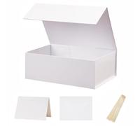 UoeRing 1 Pcs Whiite Gift Box,11.5x8x4 Magnetic Gift Box for Presents with Lids Rectangle Collapsible for Bridesmaid Proposal Box,Wedding,Christmas,Birthday Gift Packging with Ribbon Card Envelope
