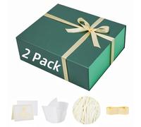 UoeRing 2 Pack Extra Large Green Gift Box 17x14.5x6 inch Luxury Gift Box for Presents with Magnetic Closure Lid Collapsible,Birthday,Christmas,Contains Card, Ribbon,Tissue Paper,Shredded Paper Filler