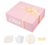UoeRing 2 Pack Extra Large Pink Gift Box 17x14.5x6 inch Luxury Gift Box for Presents with Magnetic Closure Lid Collapsible,Birthday,Christmas,Contains Card, Ribbon,Tissue Paper,Shredded Paper Filler