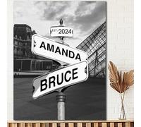 Uoffice5 Personalised Canvas Prints Vintage Street Sign for Couples Custom Canvas Crossroads Street Sign Your Photos on Customised Wall Art Valentines Day Birthday Gifts