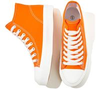 Uoidru High Top Sneakers for Women Canvas Shoes White Canvas High Tops Women Casual Shoes Lace Up Fashion Sneakers, Orange, 5.5 UK