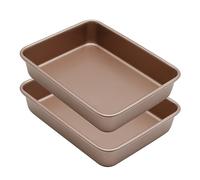 UOIENRT 2 Pack 9 x 7 Inch Baking Sheet Pans, Nonstick Baking Pan, Rectangle Cookie Sheet Brownie Cake Pan Bread Pan Toaster Oven Toaster Tray Bakeware (Easy Clean, Food Safe Stainless Steel)
