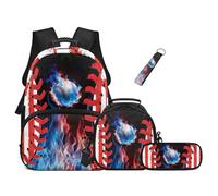 UOIMAG Boys Baseball School Bag Set for Year 1-6: 17" Backpack and Lunch Box, 20L Large Rucksack with Water Bottle Pocket