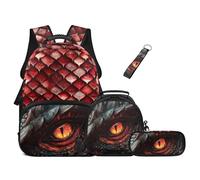 UOIMAG Boys Dragon Backpack and Lunch Bag Set Age 10-11: 17 inch Cool School Bag with 5cm Padded Shoulder Strap - All Day Comfort