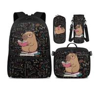 UOIMAG Capybara Backpack and Lunch Bag Set for Girls 8-10 Elementary School Bag with 4.5cm Padded Shoulder Strap - All Day Comfort