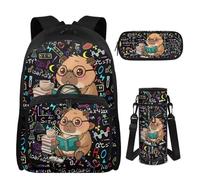 UOIMAG Capybara Kids School Backpack Set for Girls Age 10-12 Formula Backpacks with Lunch Box Pencil Case Water Bottle Holder Middle School Bags 4-in-1