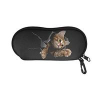 UOIMAG Cat Eyeglass Case 3D Prit Spectacle Case Box Portable Soft Sunglass Case with Hang Buckle
