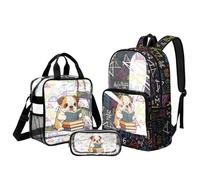 UOIMAG Clear Boys Backpack and Lunch Bag Set 6-8 Dog Read Book See Through Bag for School Sports Events Water Resistant
