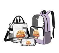 UOIMAG Clear Capybara Backpacks for Girls 8-10 Cute Elementary School Bookbag for Girls with Lunch Box Clear Backpack Concert-Friendly for Sports Events