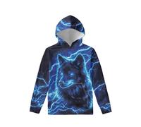 UOIMAG Cool Wolf Hoodie Boys' Hoodies 4-7 Years Pullover Sweatshirts Casual Running Tops with Pocket Size S