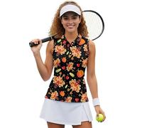 UOIMAG Cute Turkey Athletic Tanks for Women Thanksgiving Sleeveless Golf Shirts Collared Racerback Tennis Activewear Button Down Party Tops Size 2XL