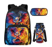 UOIMAG Fire Dragon Backpack and Lunch Box Set Boys 10-12 Years Ol Cool Bookbag for Middle School with Padded Shoulder Strap Lightweight