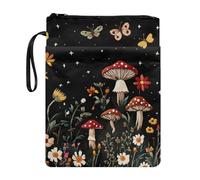 UOIMAG Floral Moth Mushroom Book Pouch for Women Zipper Book Cover Sleeve with Front Pocket Aesthetic Stuff